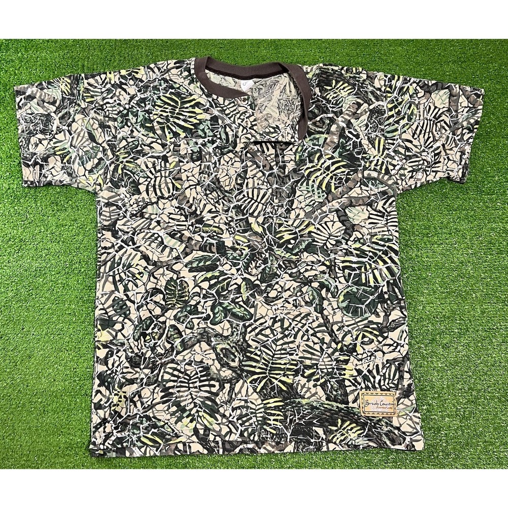 Vintage Brush Country Camo Shirt Camoflauge Henley Outdoors Hunting 90s EUC‎